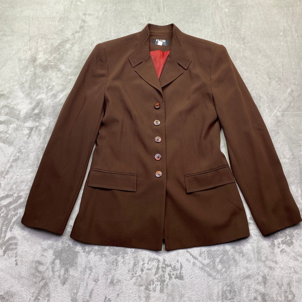 Ice Cube by Michael‎ Paris Brown Tailored Button Front Blazer Jacket Size 10 USA